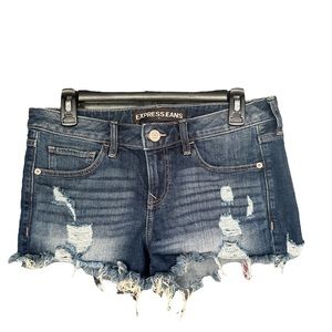 Express Jean Shorts : Shortie Shorts : Size 6 : Low Rise : Distressed